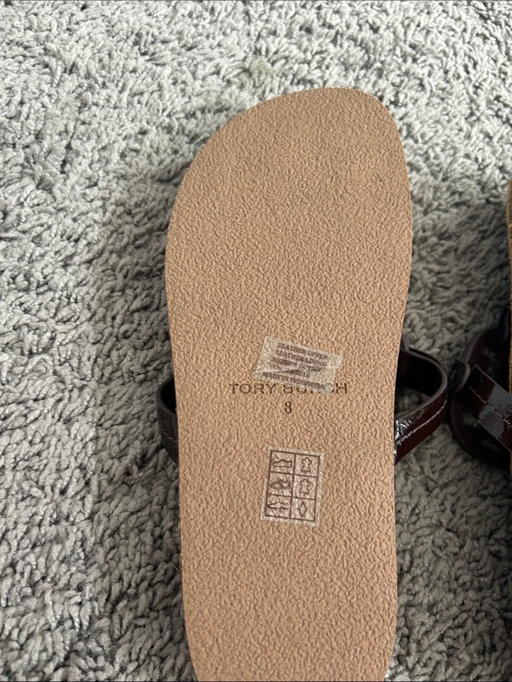 Tory Burch Dark Brown Logo Cutout Slide Sandals